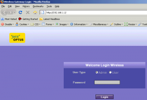 web interface login page