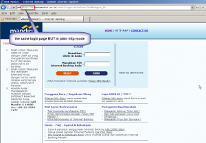 Mandiri IB login page modified by sslstrip